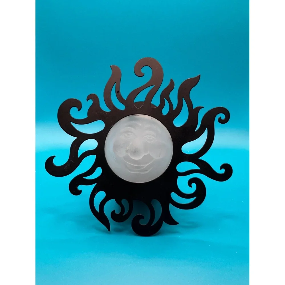 Vintage Partylite Sun Face Wall Sconce Candle Holder Metal Boho Celestial
